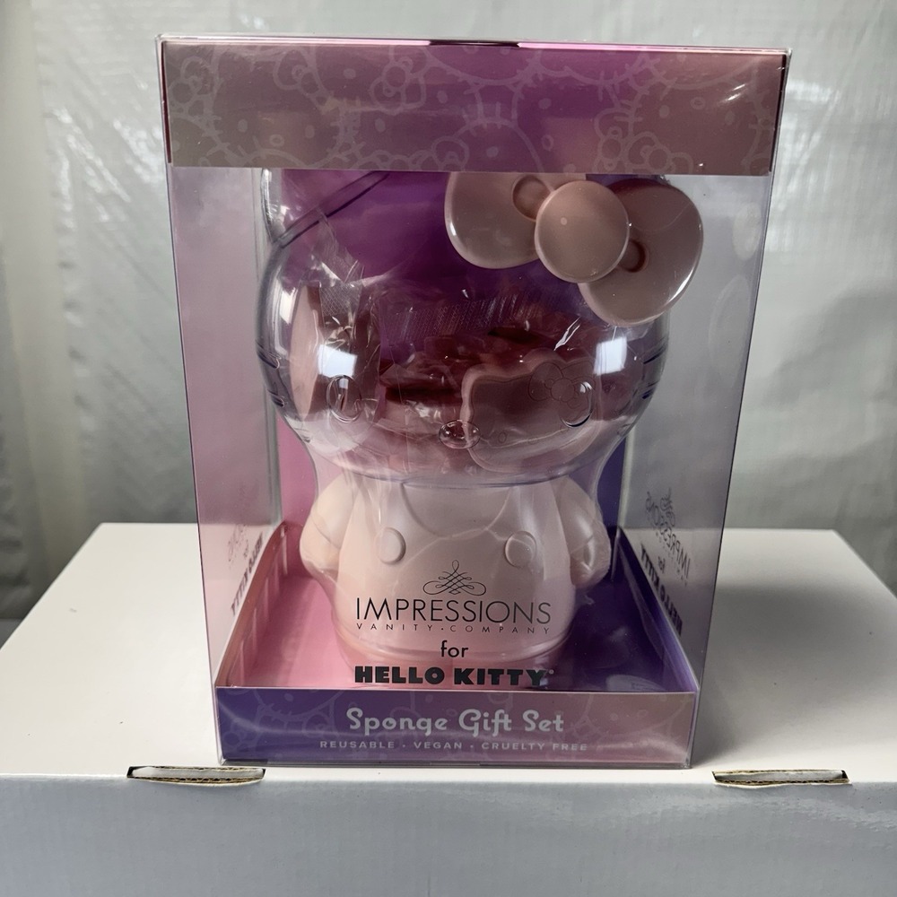 Impressions for Hello Kitty Sponge Holder Container Set 12 Sponges NEW IN BOX